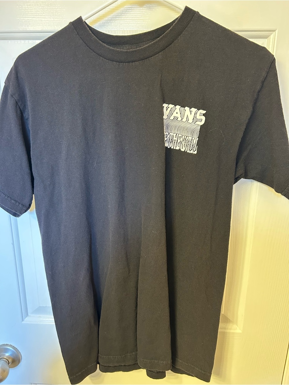 Vans Black Short-Sleeve Crew Tee with White Chest Graphic